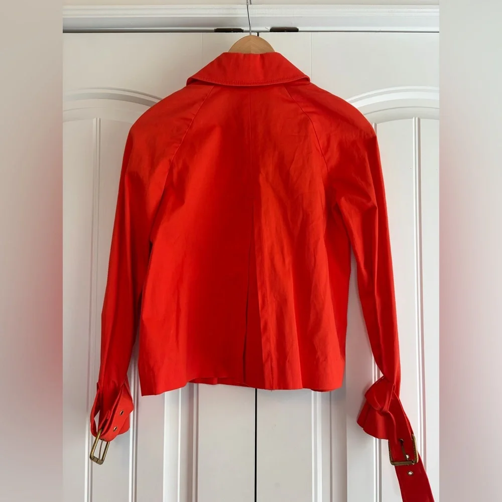 Tory‎ Burch Curtis Women's Orange Button Up Cropped Utility Jacket Coat Size 2
